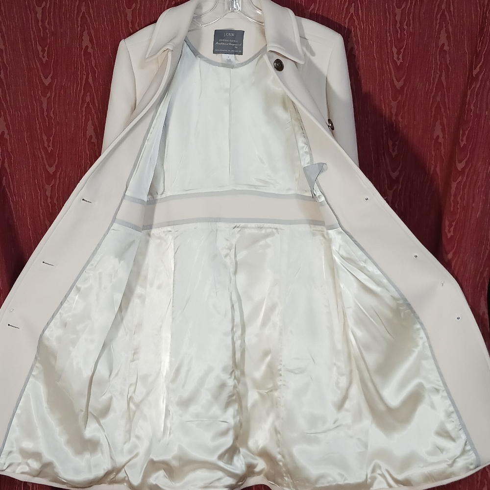 J. CREW Double Cloth Cream Collared Pockets Button Up 94% Wool Women's Size 8 - Picture 5 of 11